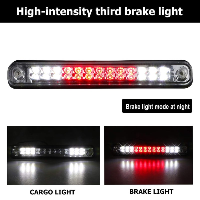 Bomusou Fit for Silverado (94-98), for Blazer (92-93), for Chevy/GMC C/K 1500 2500 3500 (1988-2000) High Mount LED 3rd Brake Light (Chrome Housing Clear Lens) - Image 2